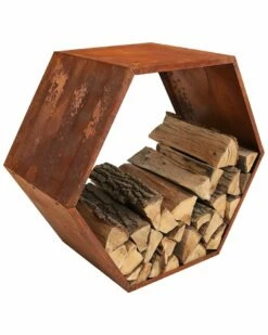 Top 10 ๐ Sunnydaze Log Rack 30in Steel With Rustic Finish Hexagon Firewood Storage Home Outdoor Tables ๐
