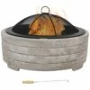 Buy ⌛ Sunnydaze 35in Wood-Burning Fire Pit Faux Stone Design With Steel Spark Screen Home Fire Pits 🧨