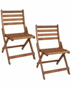 Best Sale 🎉 Sunnydaze Meranti Wood Folding Bistro Chair Home Outdoor Tables 🥰