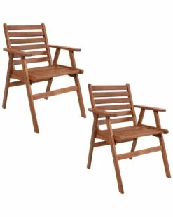 Buy ⭐ Sunnydaze Meranti Wood Arm Chair Home Outdoor Tables 👍