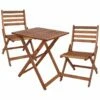 New 😉 Sunnydaze Meranti Wood Folding Square Bistro Table Home Outdoor Tables ✔️