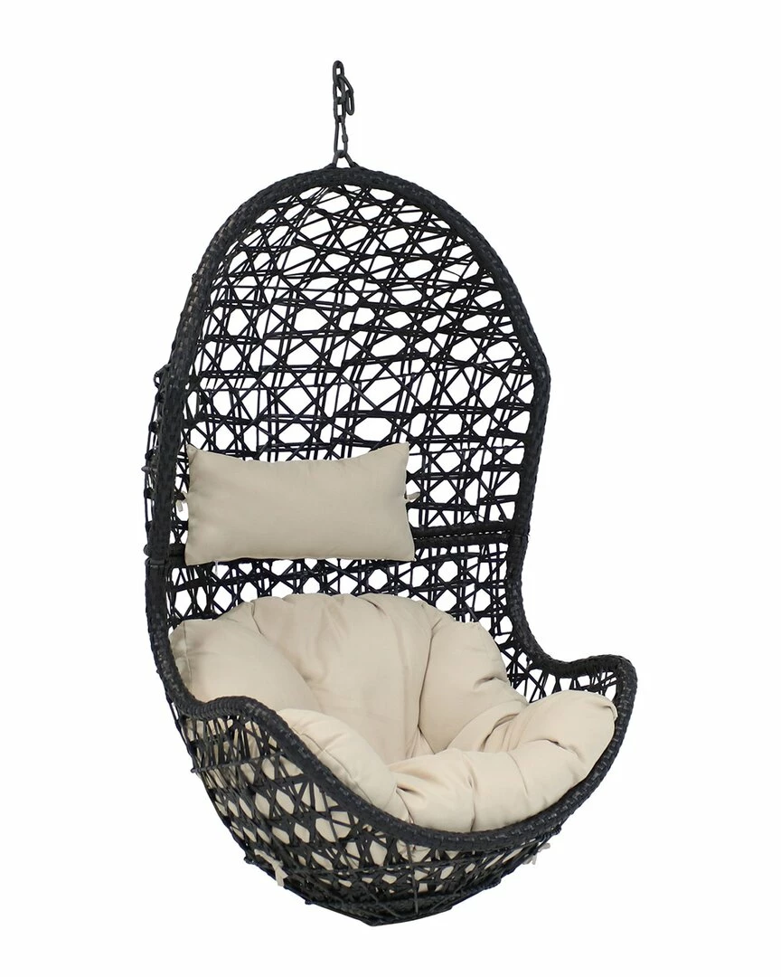 New 🔥 Sunnydaze Cordelia Hanging Basket Egg Chair Swing- Resin Wicker Home Seating ⌛