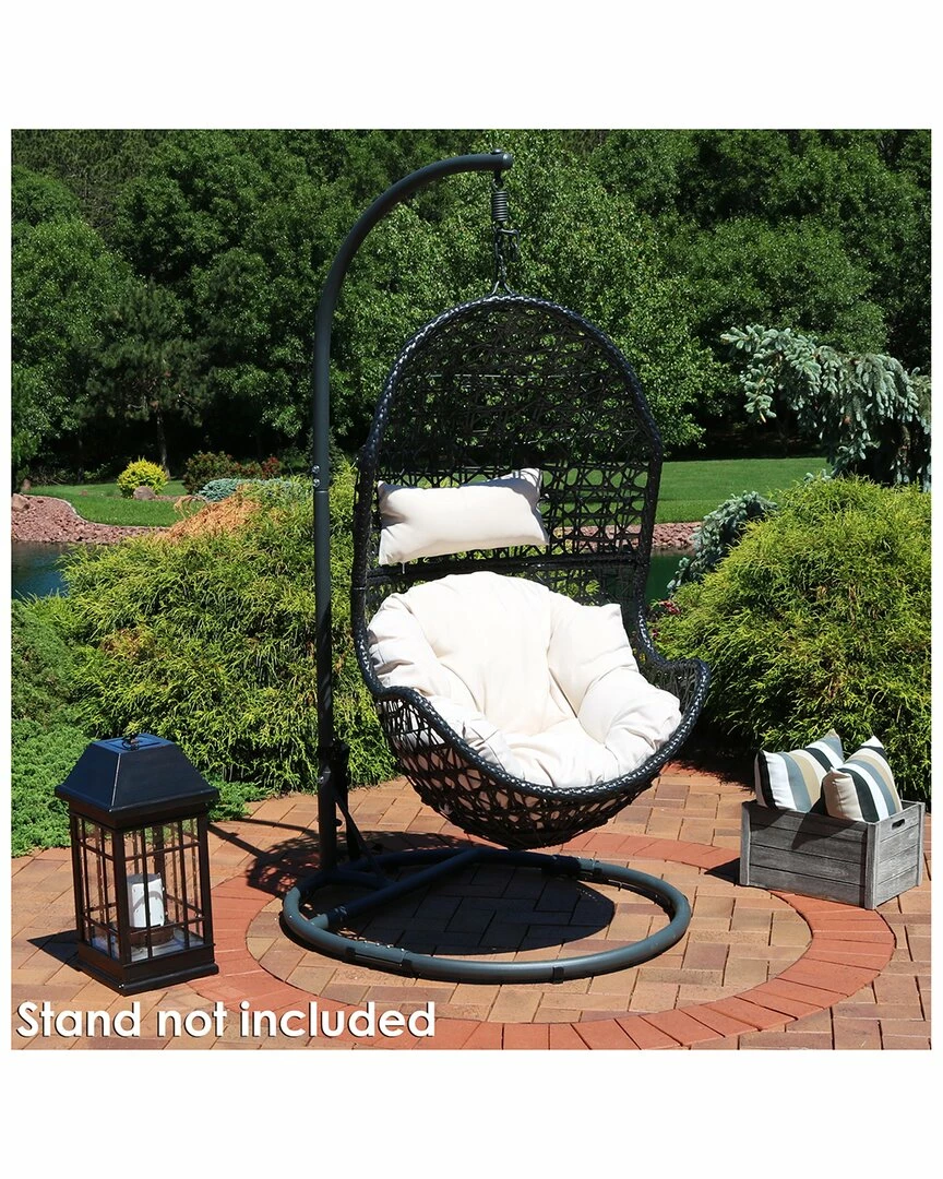 New 🔥 Sunnydaze Cordelia Hanging Basket Egg Chair Swing- Resin Wicker Home Seating ⌛ - Image 3