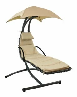 Best Sale 🛒 Sunnydaze Hanging Floating Patio Chaise Lounger Chair With Canopy Home Hammocks & Swing Chairs 👏