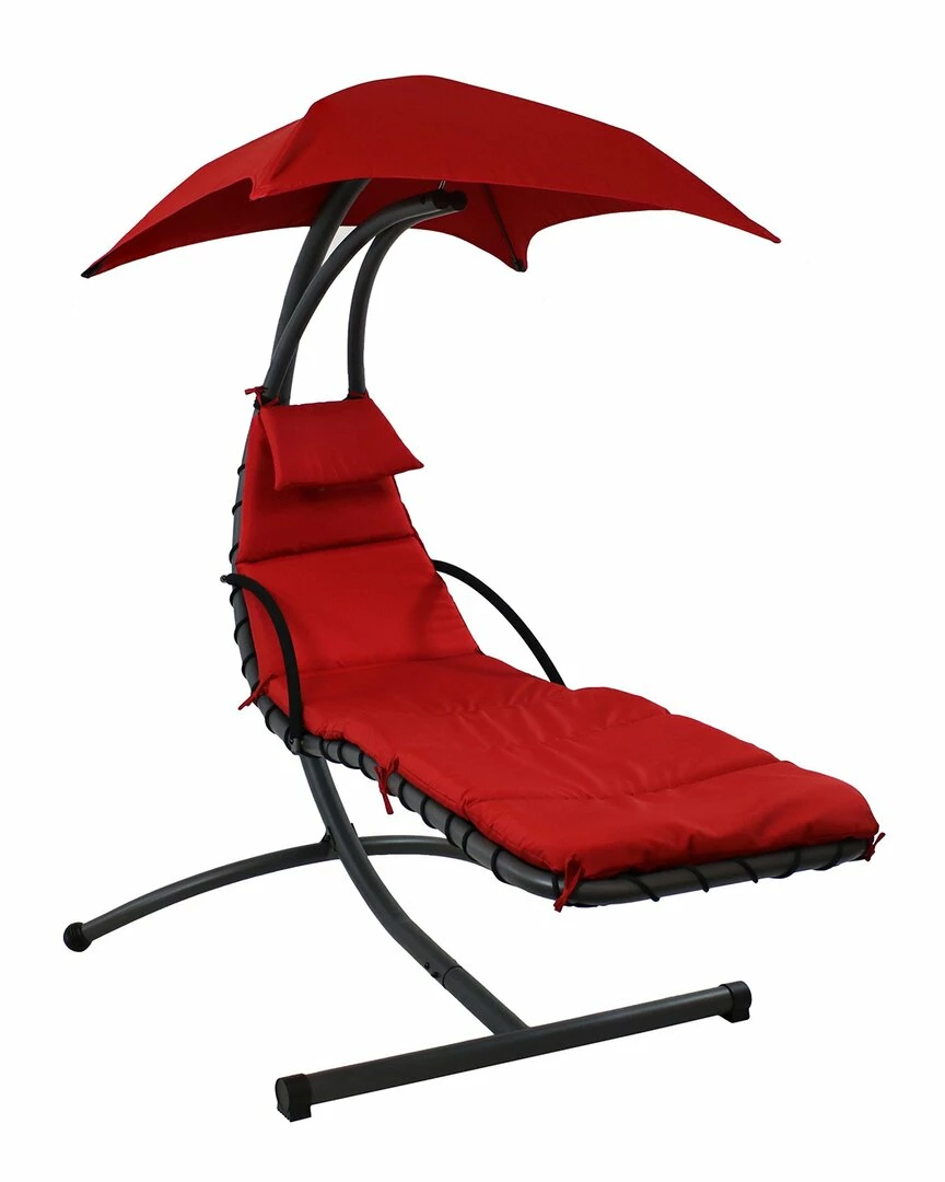 Coupon 🥰 Sunnydaze Hanging Floating Chaise Lounge Patio Swing Chair With Canopy Home Hammocks & Swing Chairs 😍