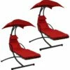 New 🎁 Sunnydaze Hammock Chair Floating Chaise Lounger & Canopy Home Seating 👏
