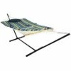 Best deal 🎉 Sunnydaze Cotton Rope Hammock With 12' Steel Stand Home Hammocks & Swing Chairs ✨