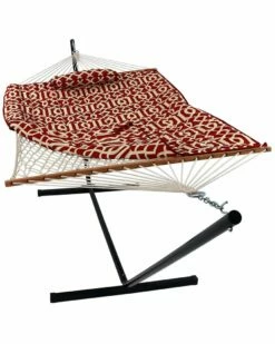 New 😀 Sunnydaze Cotton Rope Hammock With 12' Steel Stand Home Hammocks & Swing Chairs 😉