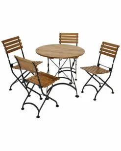 Best Sale 🌟 Sunnydaze European Chestnut Wood Folding Bistro Table And Chairs Set Home Outdoor Tables 🥰