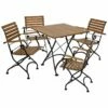 Promo 🌟 Sunnydaze Deluxe European Chestnut 5pc Folding Bistro Dining Table And Chair Set Home Outdoor Tables 🎁