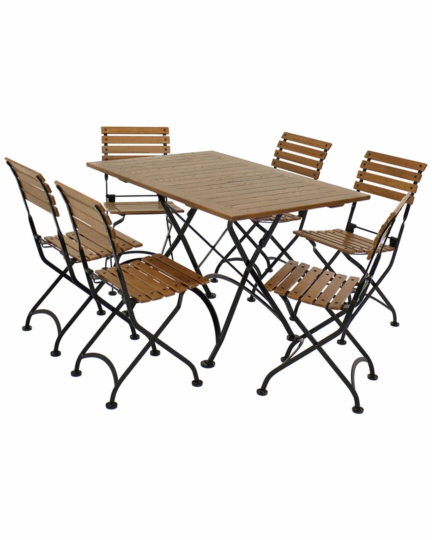 Flash Sale ๐ Sunnydaze Essential European Chestnut Wood 7-Piece Folding Table And Chairs Set Home Outdoor Tables ๐