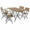 Wholesale 🛒 Sunnydaze Essential European Chestnut Wood 5-Piece Folding Table And Chairs Set Home Outdoor Tables 🛒