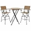 Promo 🎉 Sunnydaze Deluxe European Chestnut Wood 3-Piece Folding Table And Bar Chair Set Home Outdoor Tables ⭐