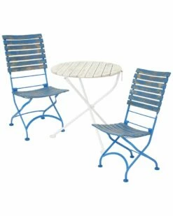 Cheap 🎁 Sunnydaze Cafe Couleur 3pc Shabby Chic Wood Folding Table And Chair Set Home Outdoor Tables 👏