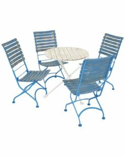 Wholesale 😉 Sunnydaze Cafe Couleur 5pc Shabby Chic Wood Folding Table And Chair Set Home Outdoor Tables 🛒
