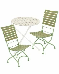 Best Pirce ⌛ Sunnydaze Cafe Couleur 3pc Shabby Chic Wood Folding Table And Chair Set Home Outdoor Tables ⭐