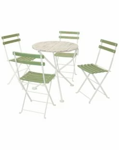 Buy 🎁 Sunnydaze Classic Cafe 5pc Chestnut Folding Table And Chair Set Home Outdoor Tables 😉