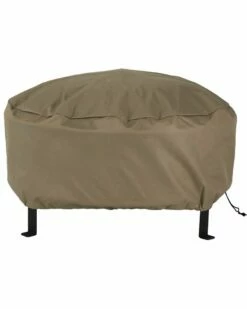 Hot Sale 👍 Sunnydaze Fire Pit Cover Heavy-Duty Round Khaki Waterproof 300D Polyester Home Fire Pits 😉