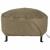 Hot Sale 🎉 Sunnydaze Fire Pit Cover Heavy-Duty Round Khaki Waterproof 300D Polyester Home Outdoor Decor & Accessories 🎉