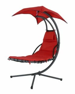 Cheapest 😉 Sunnydaze Hanging Floating Chaise Lounge Swing Chair And Umbrella Home Hammocks & Swing Chairs 💯