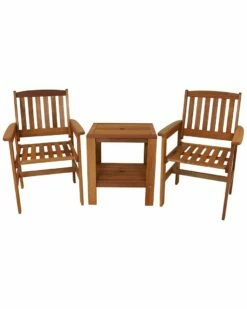 Brand new ✨ Sunnydaze Meranti Wood 3-Piece Outdoor Patio Conversation Set Home Outdoor Tables ⭐