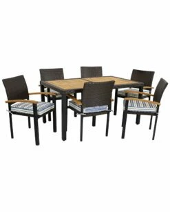 Best deal 💯 Sunnydaze Carlow 7-Piece Rattan And Acacia Patio Set Home Seating 🛒