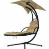 Best Sale 👏 Sunnydaze Beige Hanging Floating Chaise Lounger Swing Chair With Umbrella Home Hammocks & Swing Chairs 🧨