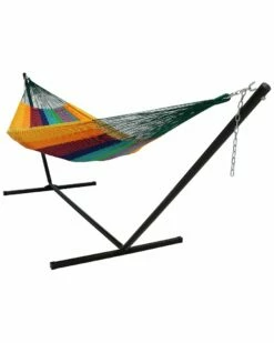 Best Sale 🎁 Sunnydaze XXL Thick Mayan Hammock With 15' Stand 400-lb. Capacity Home Hammocks & Swing Chairs 😀