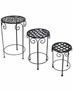 Cheapest ⭐ Sunnydaze 3-Piece Metal Iron Plant Stand Set Home Seating 🥰