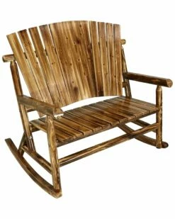 Best Sale 🧨 Sunnydaze Rustic Fir Wooden Log Cabin Roc Loveseat Home Outdoor Tables 🤩