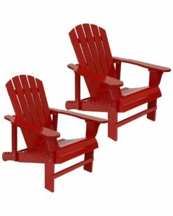 Deals 🎁 Sunnydaze Wood Adirondack Chair With Adjustable Backrest Set Home Outdoor Tables ❤️