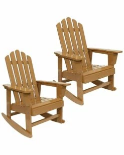 Outlet 👏 Sunnydaze Classic Wooden Adirondack Roc Chair With Cedar Finish Set Home Outdoor Tables ✔️