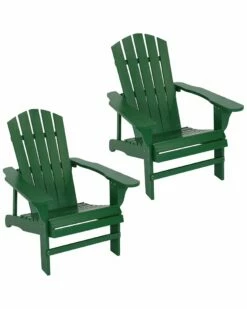 Cheapest ⭐ Sunnydaze Coastal Bliss Wooden Adirondack Chair Set Home Outdoor Tables 💯