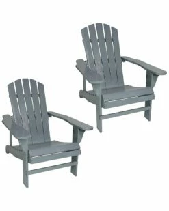 Promo 🎉 Sunnydaze Coastal Bliss Wooden Adirondack Chair Set Home Outdoor Tables ✨