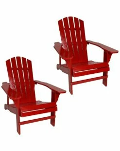 Promo ❤️ Sunnydaze Coastal Bliss Wooden Adirondack Chair Set Home Outdoor Tables 🤩