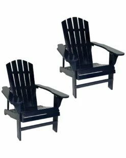 Cheap 🛒 Sunnydaze Coastal Bliss Wooden Adirondack Chair Set Home Outdoor Tables 🧨