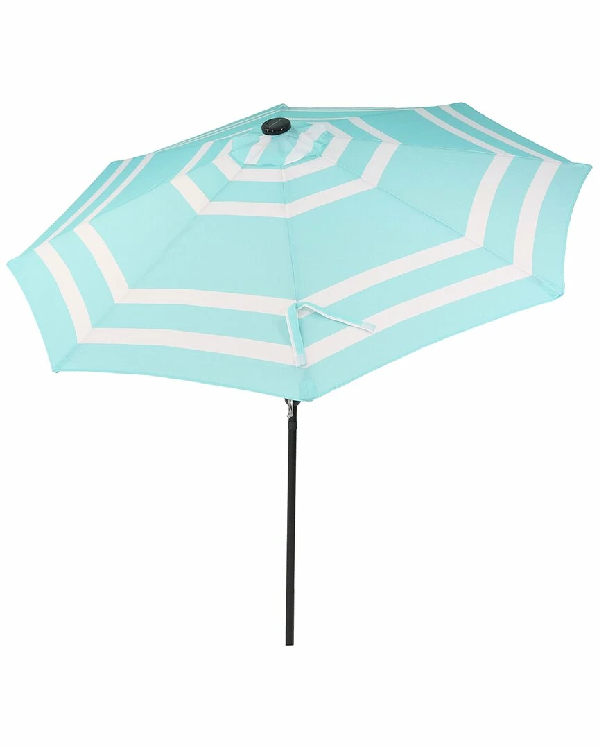 Promo 🤩 Sunnydaze 9' Aluminum Outdoor Solar LED Lighted Umbrella With Tilt Home Outdoor Tables 🥰