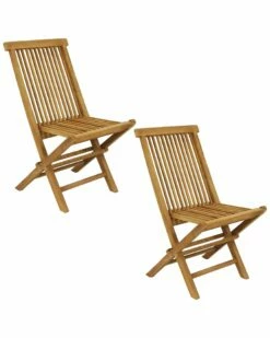 New ⭐ Sunnydaze Hyannis Teak Outdoor Folding Patio Chair With Slat Back Home Outdoor Tables 🔥