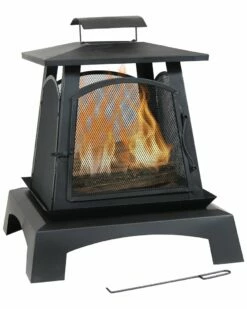 Outlet 🔥 Sunnydaze Pagoda Style Steel With Black Finish Outdoor Fireplace Home Outdoor Tables 🛒