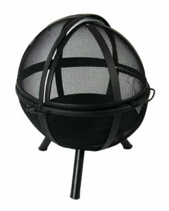 Outlet 🌟 Sunnydaze 30in Fire Pit Black Steel Flaming Ball With Protective Cover And Poker Home Fire Pits 🎉