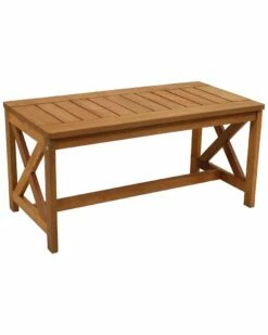 Discount 👍 Sunnydaze Meranti Wood Outdoor Patio Coffee Table With Teak Oil Finish Home Outdoor Tables 🔔