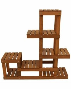 Best deal 👏 Sunnydaze Meranti Wood Multi-Tiered Indoor/Outdoor Plant Stand Home Plants & Vases 😉