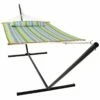 Hot Sale ✔️ Sunnydaze 2-Person Quilted Spreader Bar Hammock With 15' Stand Home Hammocks & Swing Chairs ⌛