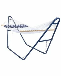 Top 10 🤩 Sunnydaze Rope Hammock With Matte Blue Steel Stand Home Seating 🌟