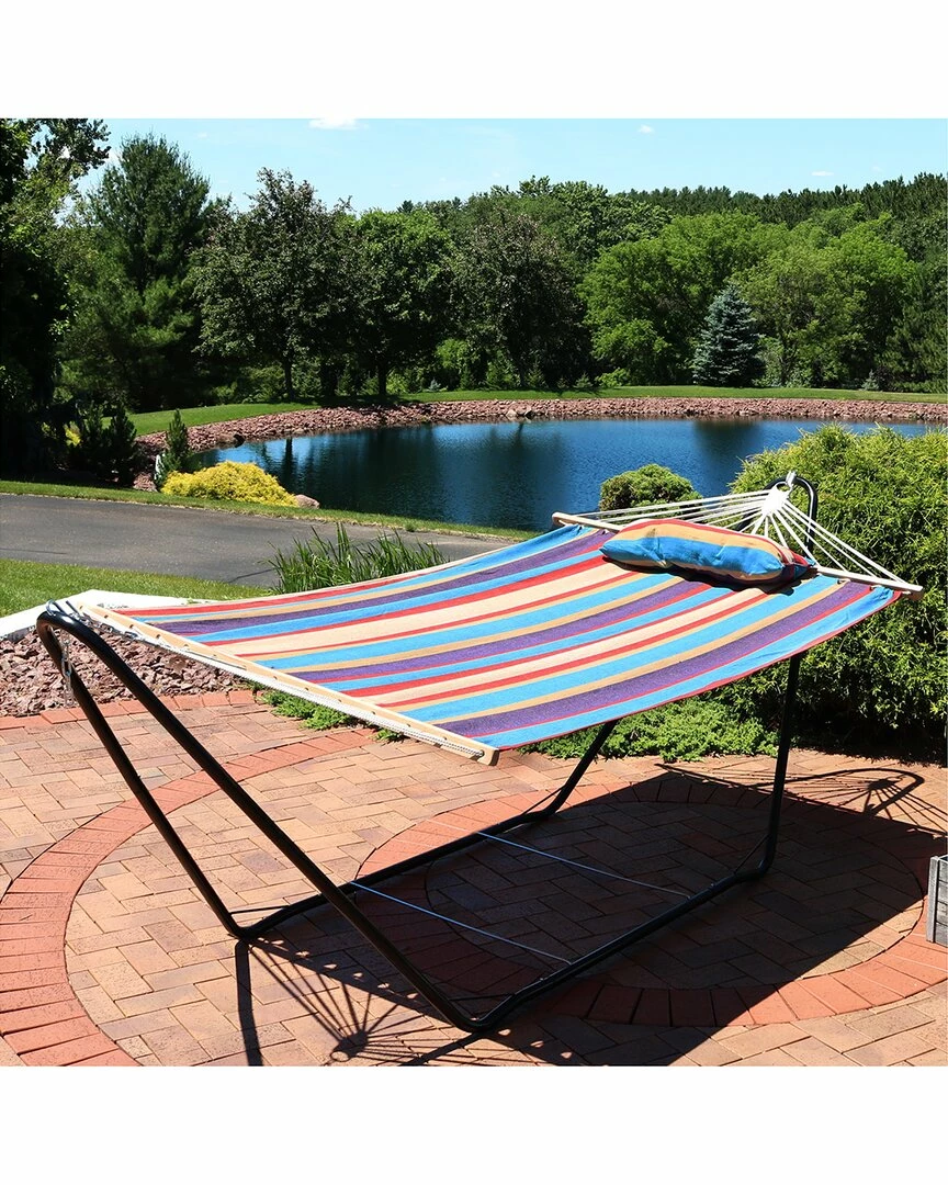 Hot Sale ๐งจ Sunnydaze Cotton Hammock And Detachable Pillow With 10-Foot Stand Home Seating ๐ - Image 2