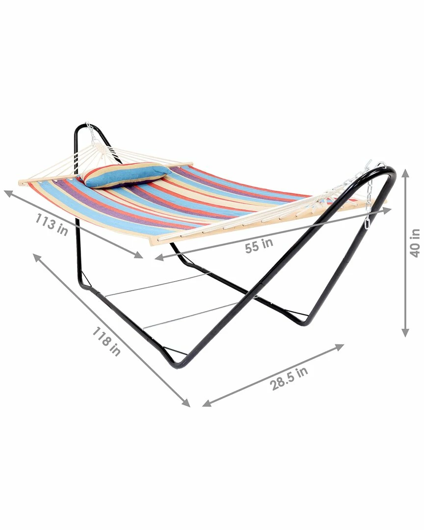 Hot Sale ๐งจ Sunnydaze Cotton Hammock And Detachable Pillow With 10-Foot Stand Home Seating ๐ - Image 3