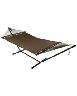 Deals 🎉 Sunnydaze Soft-Spun 2-Person Caribbean Spreader Bar Hammock W/ 15' Stand Home Seating ✔️