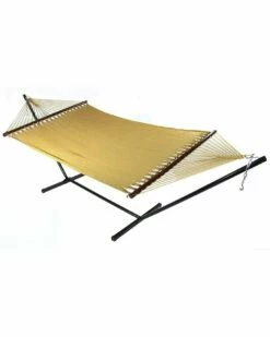 Wholesale 🔥 Sunnydaze Soft-Spun 2-Person Caribbean Spreader Bar Hammock With 15' Stand Home Seating 🧨