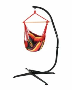 Best deal 🤩 Sunnydaze Indoor-Outdoor Hanging Hammock Chair Swing And C-Stand Set Home Seating ✔️